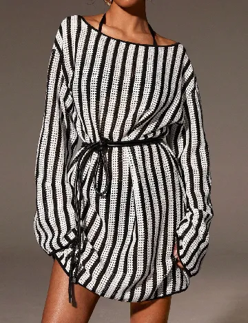 Rochie de plaja SHEIN, alb/negru