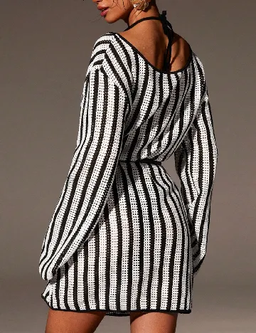 Rochie de plaja SHEIN, alb/negru