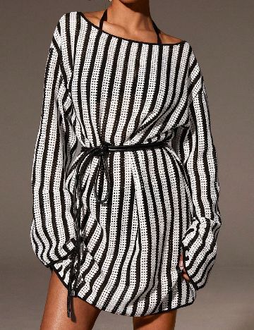 Rochie de plaja SHEIN, alb/negru