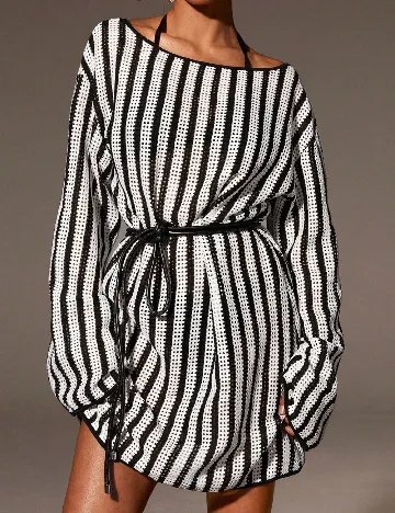 Rochie de plaja SHEIN, alb/negru