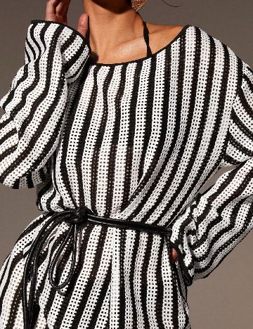 Rochie de plaja SHEIN, alb/negru