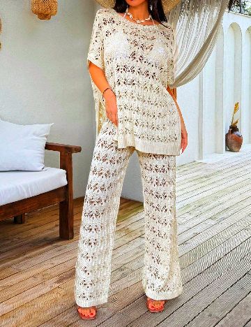 Compleu De Plaja SHEIN, crem