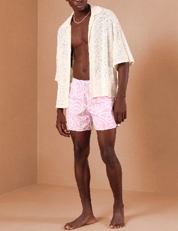 Short de baie SHEIN, roz/alb