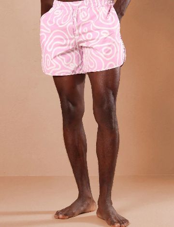 Short de baie SHEIN, roz/alb