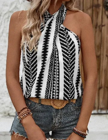 Top SHEIN, alb/negru