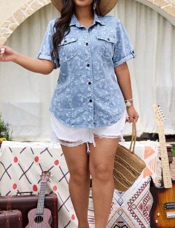 Camasa SHEIN CURVE, albastru