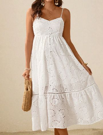 Rochie lunga SHEIN Maternity, alb