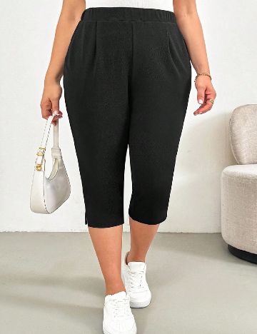 Pantaloni trei sferturi SHEIN CURVE, negru