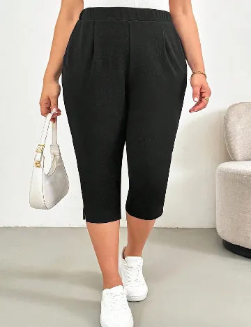 Pantaloni trei sferturi SHEIN CURVE, negru