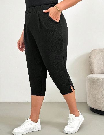 Pantaloni trei sferturi SHEIN CURVE, negru