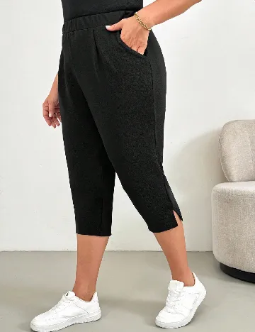 Pantaloni trei sferturi SHEIN CURVE, negru