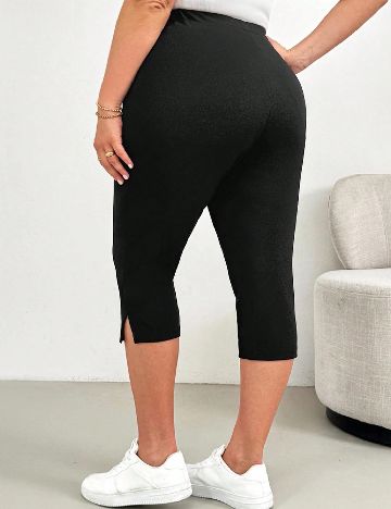 Pantaloni trei sferturi SHEIN CURVE, negru