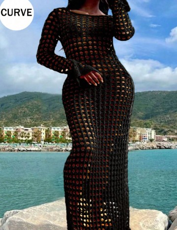 Rochie de plaja SHEIN CURVE, negru