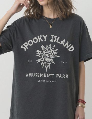 Tricou Oversize SHEIN, gri inchis