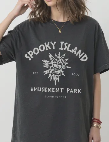 Tricou Oversize SHEIN, gri inchis