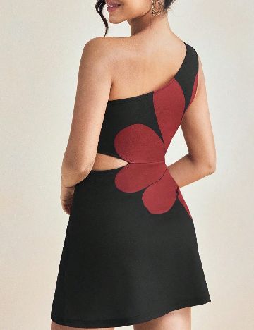 Rochie scurta SHEIN, rosu/negru