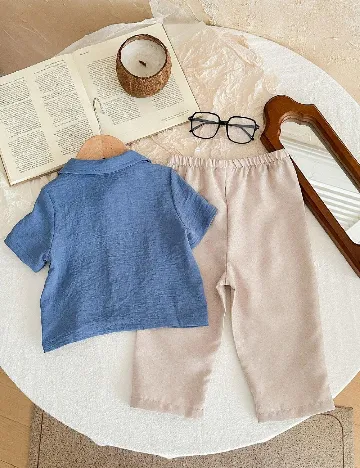 Compleu Shein Kids, albastru/crem