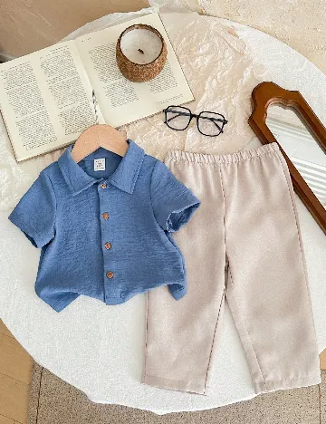 Compleu Shein Kids, albastru/crem