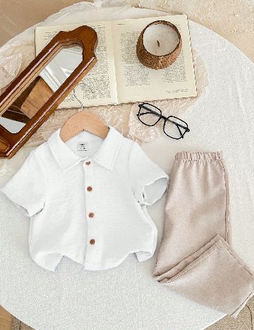 Compleu Shein Kids, alb/crem