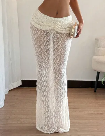 Fusta de plaja SHEIN, crem