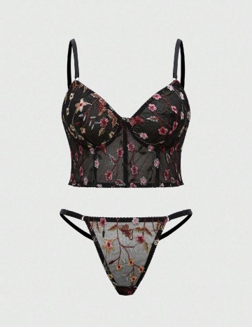 Set lenjerie Romwe Plus Size, negru