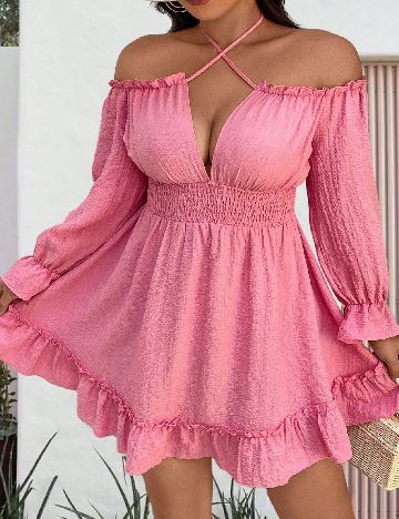 Rochie scurta SHEIN CURVE, roz