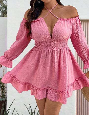 Rochie scurta SHEIN CURVE, roz