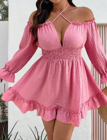 Rochie scurta SHEIN CURVE, roz