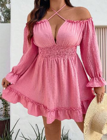 Rochie scurta SHEIN CURVE, roz