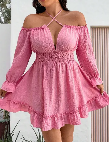 Rochie scurta SHEIN CURVE, roz