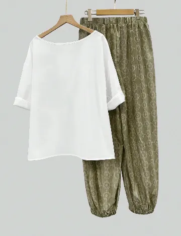 Compleu SHEIN CURVE, alb/verde