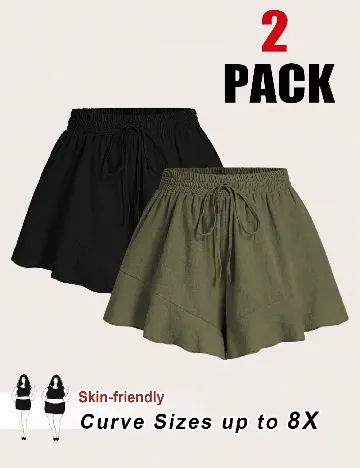 Set Pantaloni scurti 2 perechi SHEIN CURVE, verde/negru