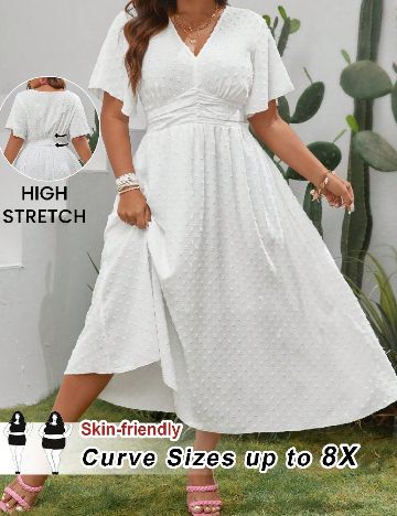 Rochie medie SHEIN CURVE, alb