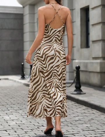 Rochie medie SHEIN, maro/crem