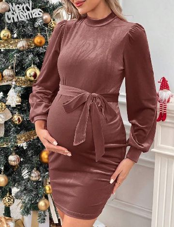 Rochie scurta SHEIN Maternity, roz pudra inchis