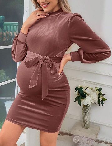 Rochie scurta SHEIN Maternity, roz pudra inchis