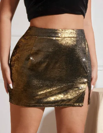 Fusta SHEIN CURVE, auriu