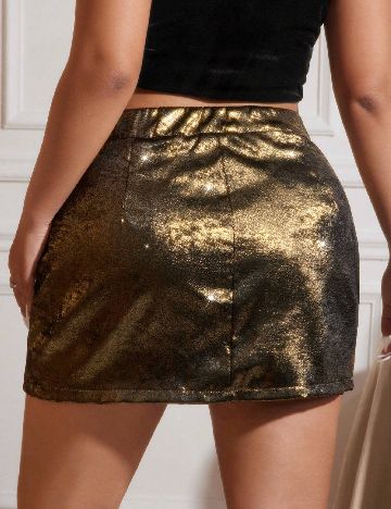 Fusta SHEIN CURVE, auriu