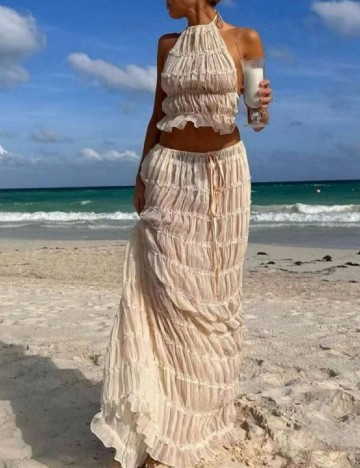 Compleu De Plaja SHEIN, ecru