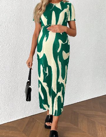 Rochie medie SHEIN Maternity, crem/verde