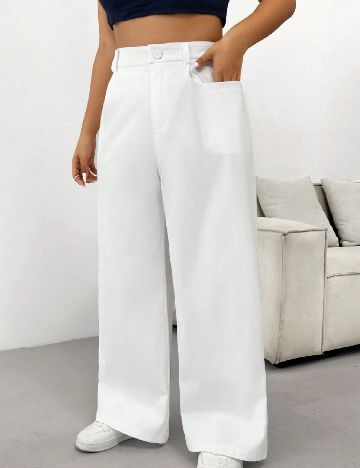 Pantaloni SHEIN CURVE, alb