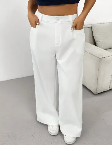 Pantaloni SHEIN CURVE, alb