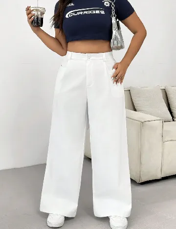 Pantaloni SHEIN CURVE, alb