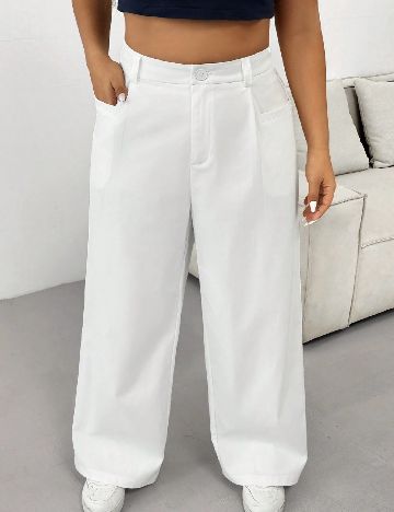 Pantaloni SHEIN CURVE, alb