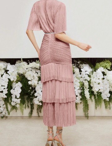 Rochie medie MOTF, roz pudra