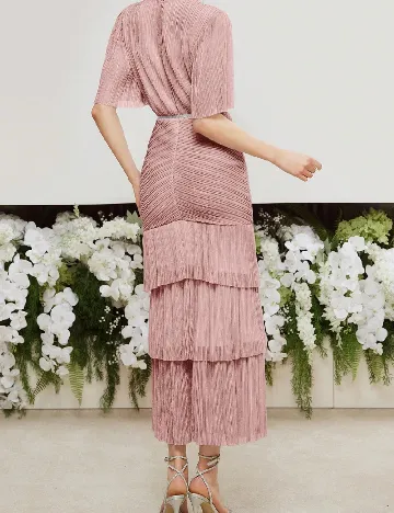 Rochie medie MOTF, roz pudra