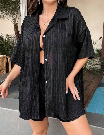 Compleu De Plaja SHEIN CURVE, negru