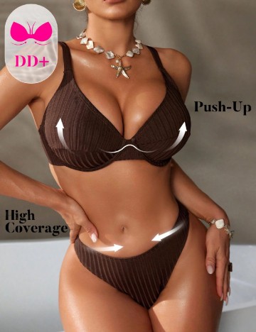 Costum de baie SHEIN, maro