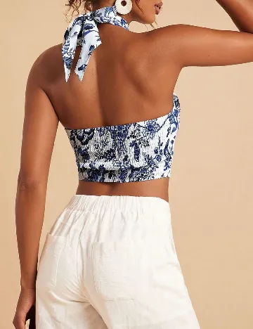 Top SHEIN, alb/albastru