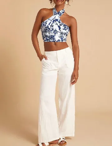 Top SHEIN, alb/albastru